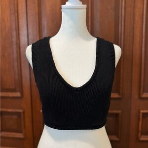 Free People FP Beach Knit Crop Tank – Black – XS